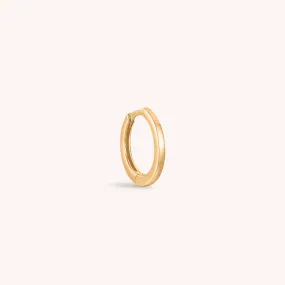 14K Solid Gold Flat Tiny Hoop Earring 8mm