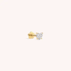 14K Solid Gold LoveBeat CZ Flatback Earring