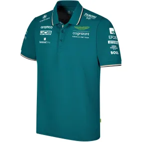 Official Aston Martin Cognizant F1 2023 Mens Green Team Polo Shirt - Stylish Motorsport Apparel