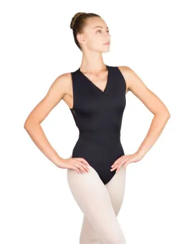 Ballet Rosa Ginger Zip Front Embroidered Lace Pinch Low Back Sleeveless Leotard - Womens