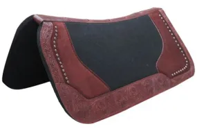 Floral Tooled Studded Suede Saddle Pad