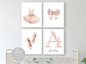 Girls Ballet Nursery Prints - Personalised Set 1