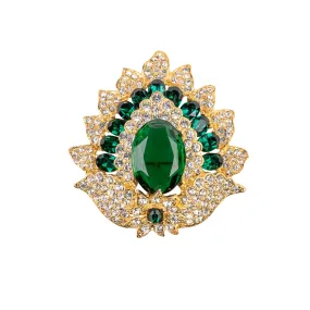 Gold and Crystal Emerald Gem Pin