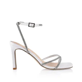 Kian Block Heel Sandals - White/Silver