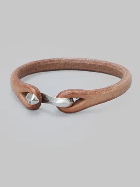 The Flat Head Leather & Silver Single Bracelet Tan